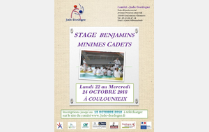 Actualité : Stages Benjamins, Minimes, Cadets du lundi 22 au mercredi 24 octobre